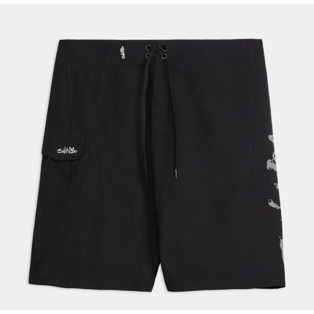 Salt Life SLX-QD Mens Black Board Shorts Skull Graphic Cargo Pocket Size 38